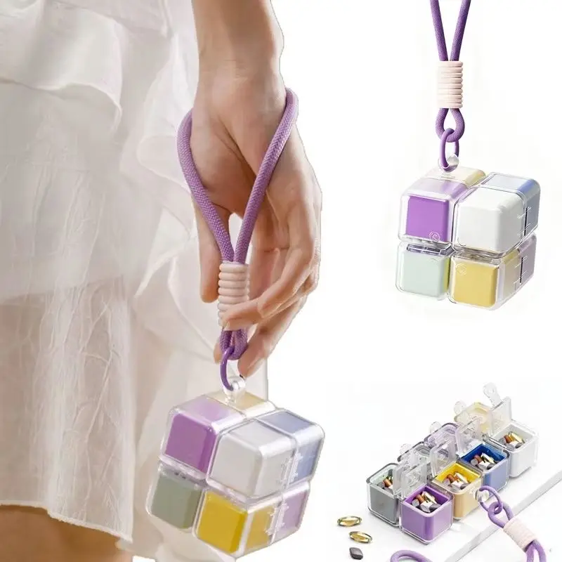 2028/ Grid Pill Cases Multi Functional Folding Pill Cases Moisture Proof Portable Medicine Storage Box Cube Pill Box