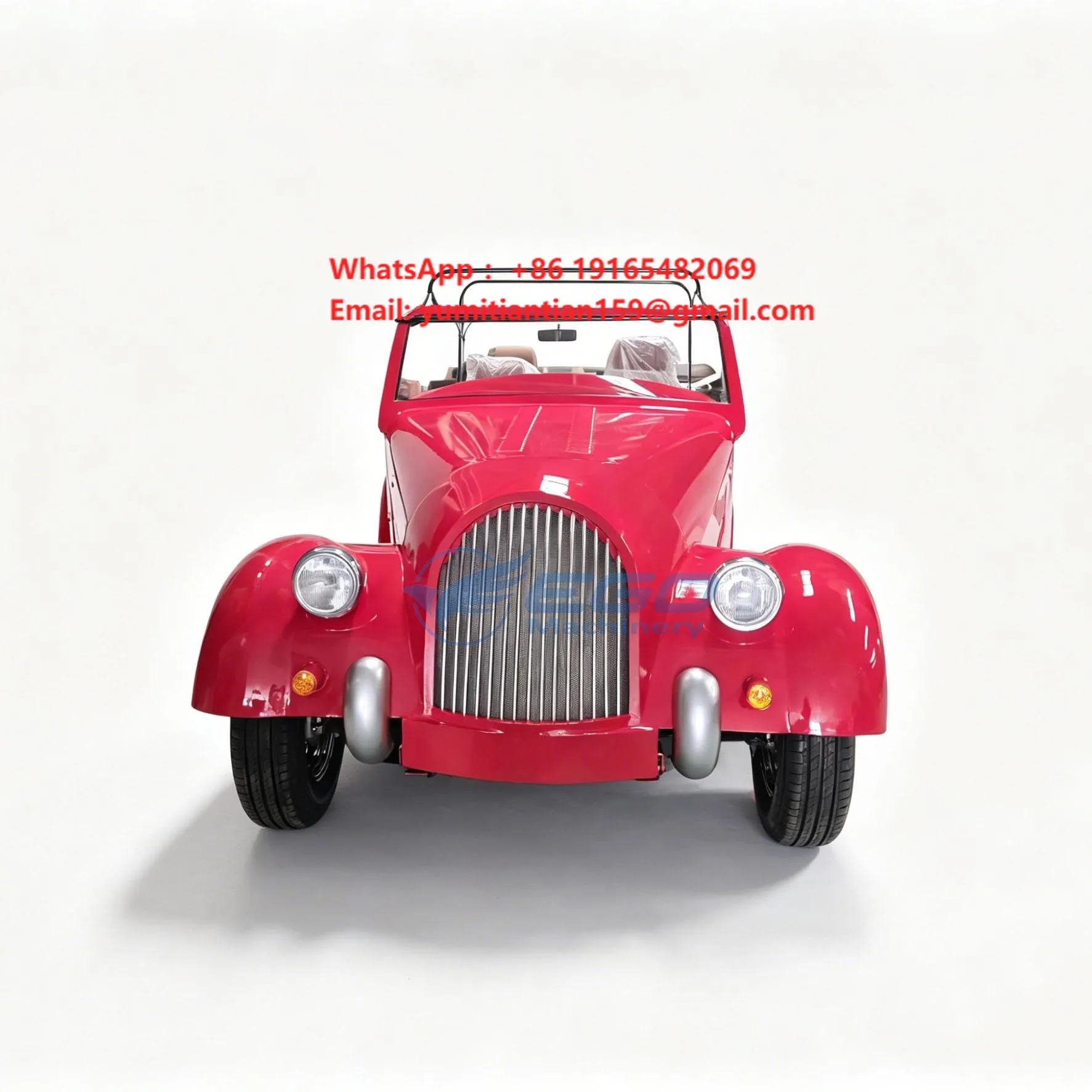 Red Open-top Vintage Electric Classic Car Retro Antique Electric Vehicle for Wedding Reception Villa & Scenic Area Sightseeing