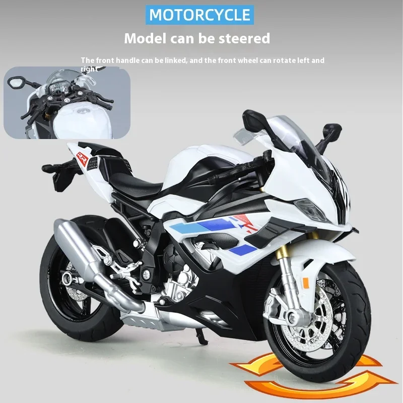 Modelo de motocicleta de aleación fundida a presión BMW RRS1000, 1:12, colección de pasatiempos, simulación de carreras, Super Sport, miniatura,