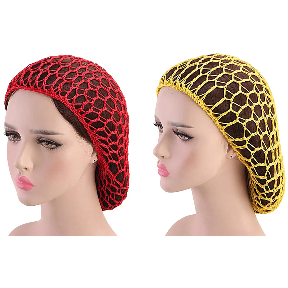 2pcs Crochet Net Sleeping Hat Long Stretchy Hair Protector Washable Durable Hair Accessories Cap Knit Headwear For Women