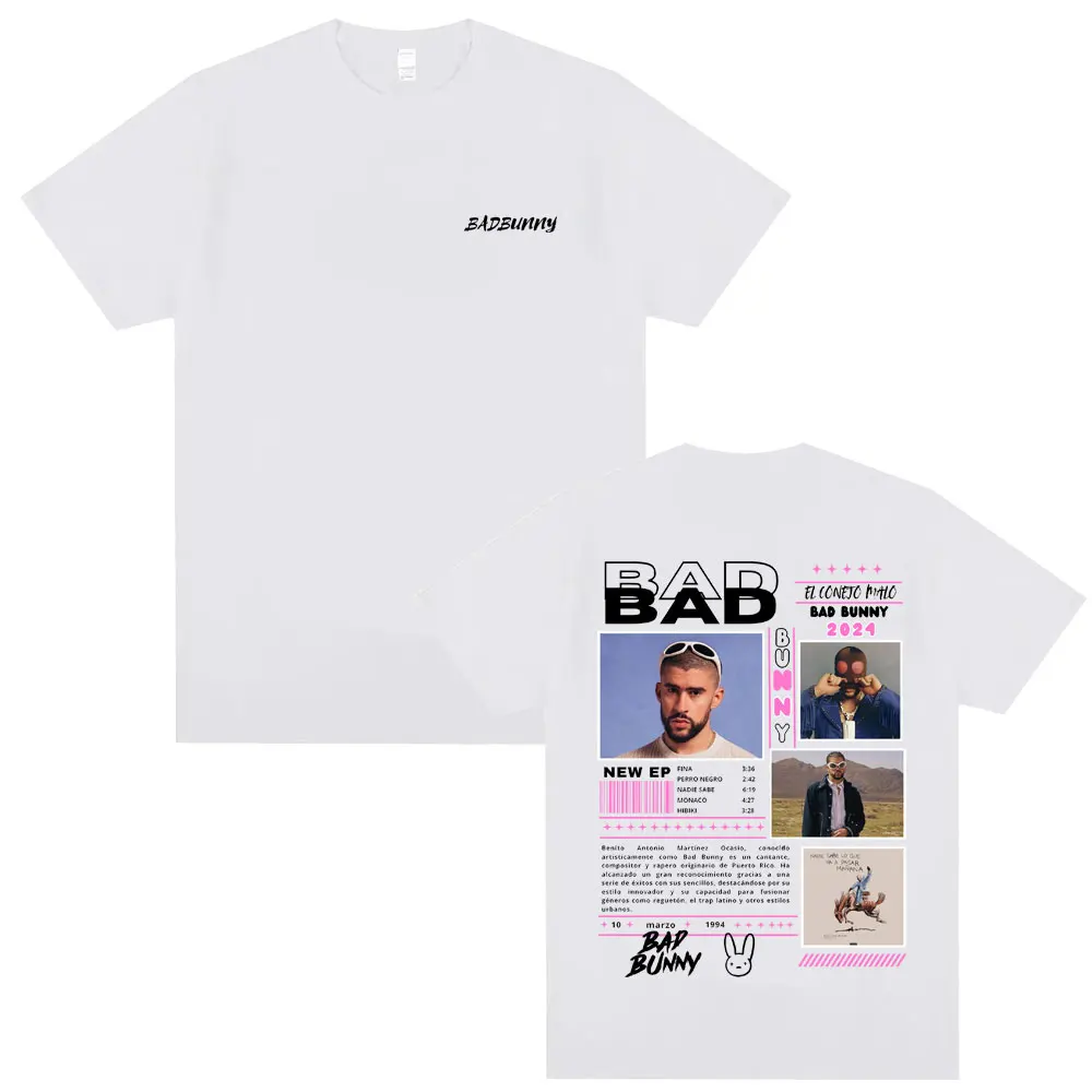 Rapper Bad Bunny Music Album Print T Shirts Nadie Sabe Lo Que Va A Pasar Manana T-shirt Men Women Fashion Hip Hop Vintage Tshirt