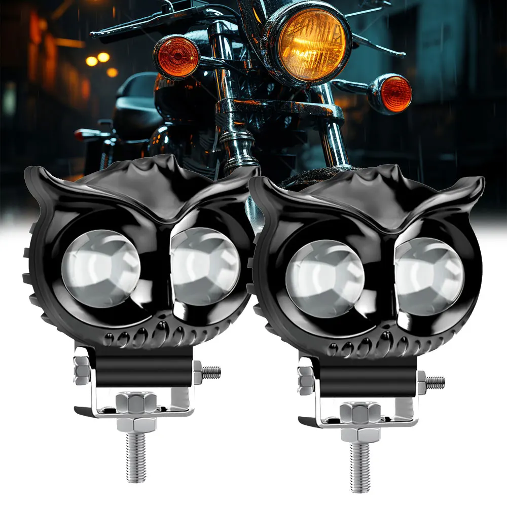 

LED Auxiliary Motorcycle Fog Working Headlights 12V 24V for Owl Spotlight lamp Super Bright for for ATV Truck Dirt Bike SUV UTV