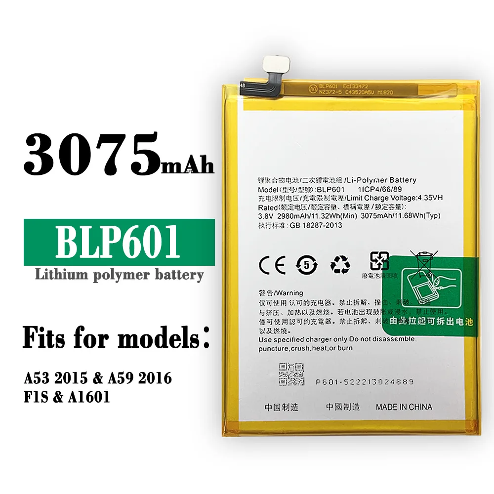 

BLP601 Orginal Mobile Phone Replacement Battery For OPPO A53 A53T M A59 F1S New Mobile Phone 3075mAh Large Capacity Batteries