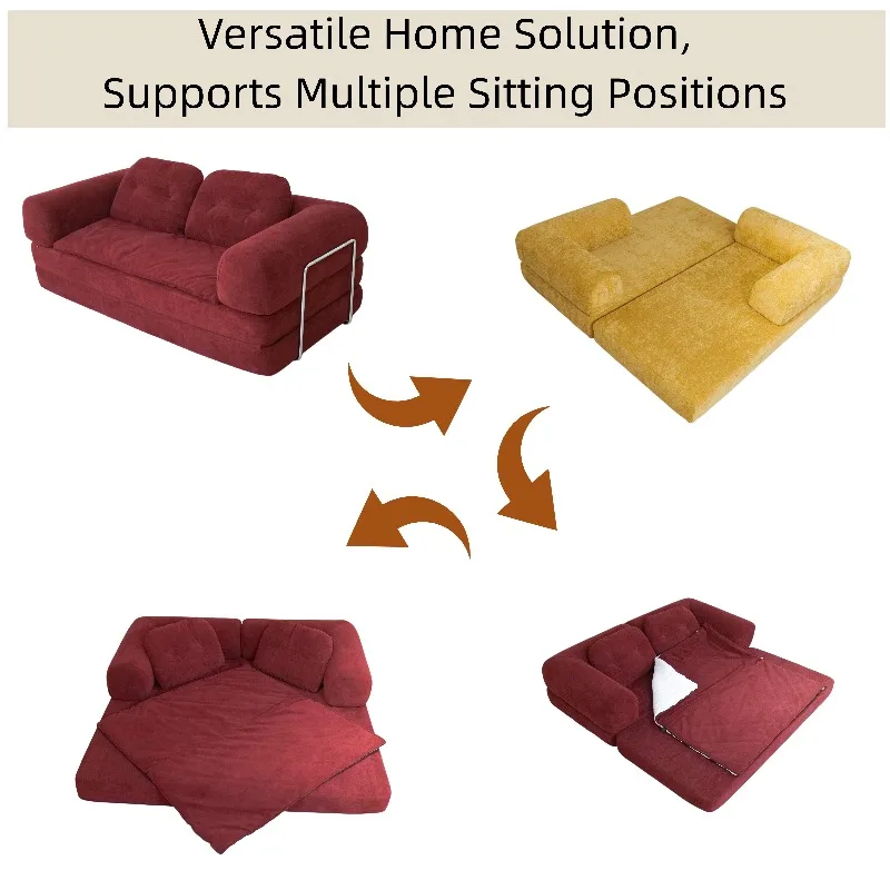 Modern American Style Fabric Folding Sofa Bed High Density Sponge Vacuum Compressed Removable Washable Cover for Living Room