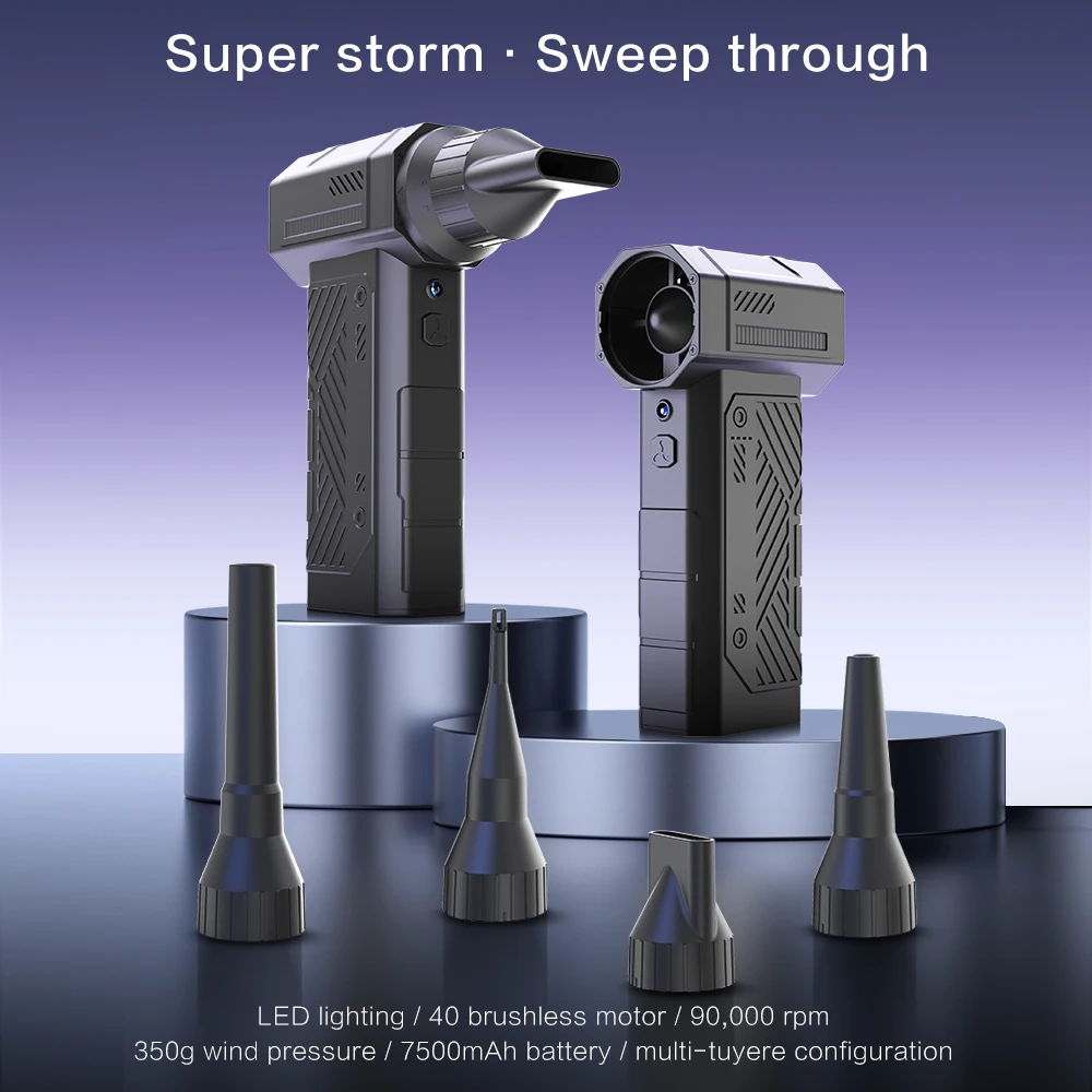 

G3 Вентилятор с турбоструйным вентилятором, 90 000 об/мин, с 4 насадками, электрическая воздушная тряпка, зарядка типа C, мощный воздуходувка, инструмент для очистки, тяга 350 г