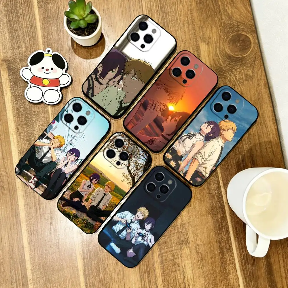 Chainsaw Man Phone Case  Soft  Silicone black For IPhone 17 16 15 14 13 12 11 X XR Plus Pro Max Plus