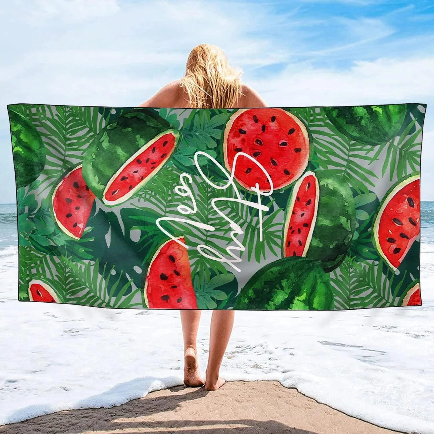 

Watermelon pattern Beach Towel for Family stuffs friend Gift Quick-Dry Sand free For Bath Yoga Beach Camping Swimming GYM Travel