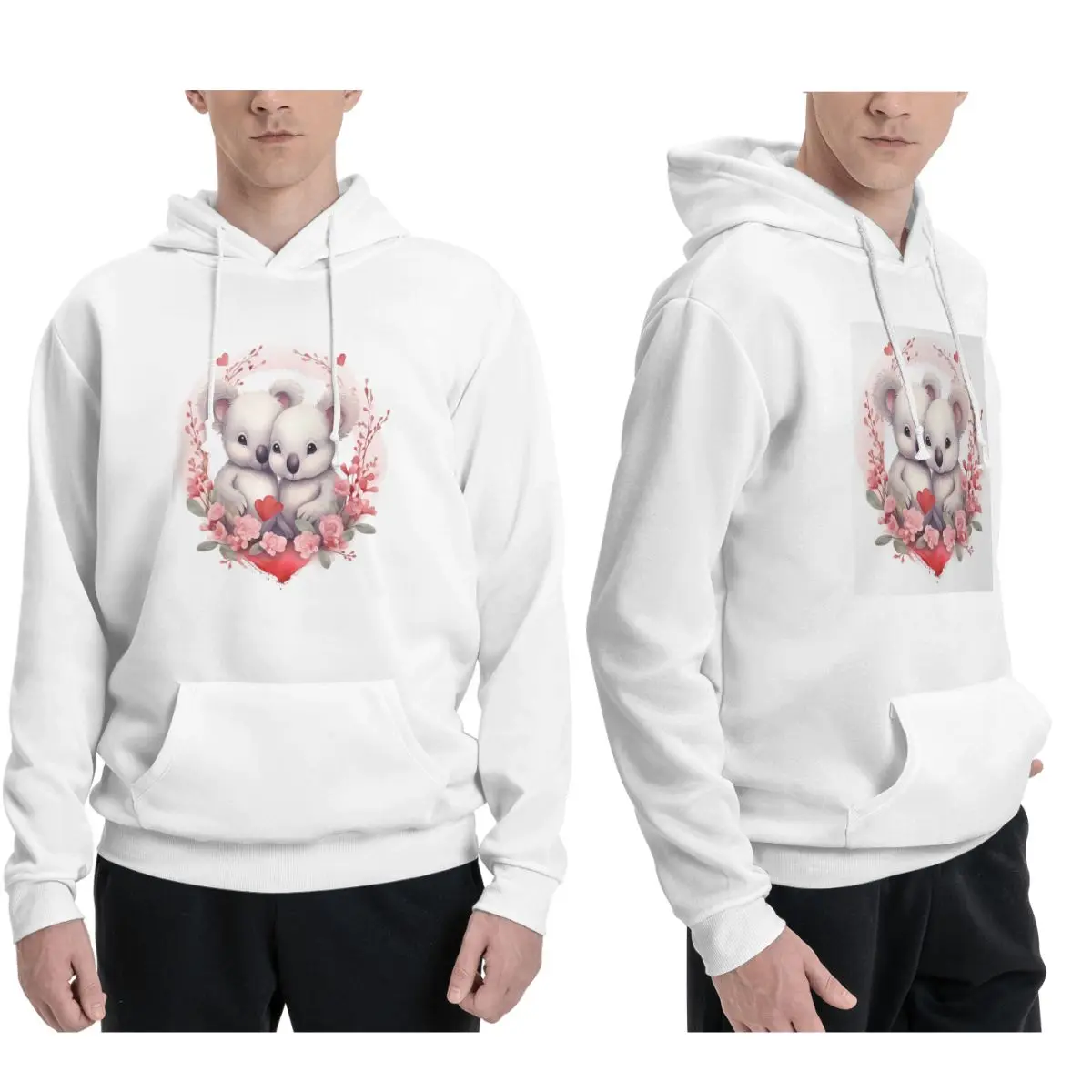 

Толстовки с капюшоном «Медведи коалы» на День святого Валентина для мужчин и женщин, повседневный пуловер, толстовка в стиле Харадзюку, одежда с длинными рукавами, осень-зима