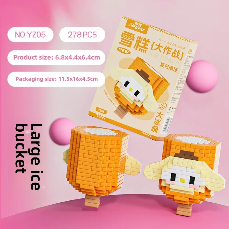 Disney sorvete modelo kulomi montado pequenas partículas quebra-cabeça bloco de construção brinquedo sanrio kawaii menina presente do feriado olá kitty