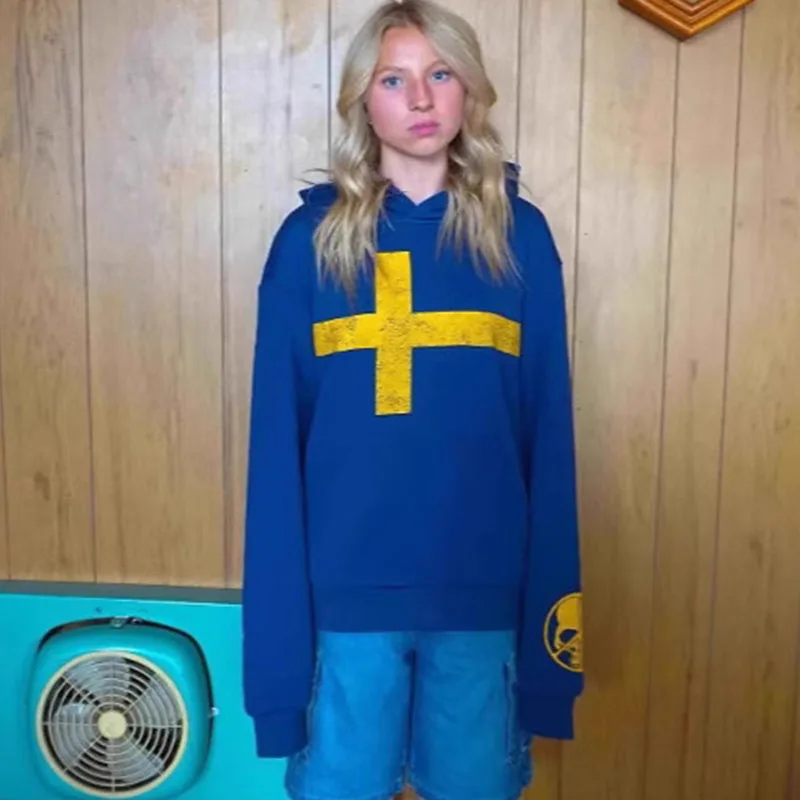 

High Street мода череп крест печать повседневное пальто винтажное контрастное американское готическое хип-хоп рок Harajuku толстовка с длинными рукавами