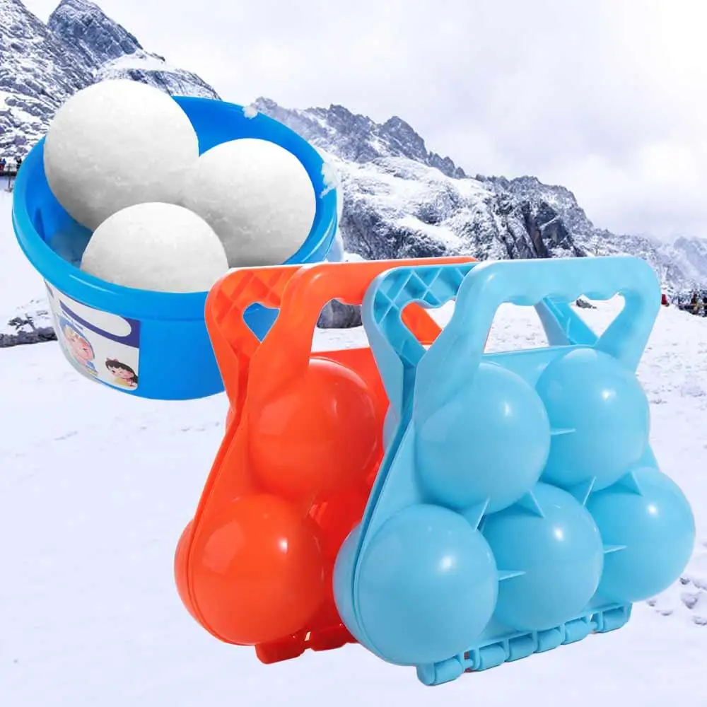 Plastics Snowball Maker Clip Anti-slip Handle Double ball Snow Ball Mold Tool Portable Safe Winter Fight Clip Toy Kids Children