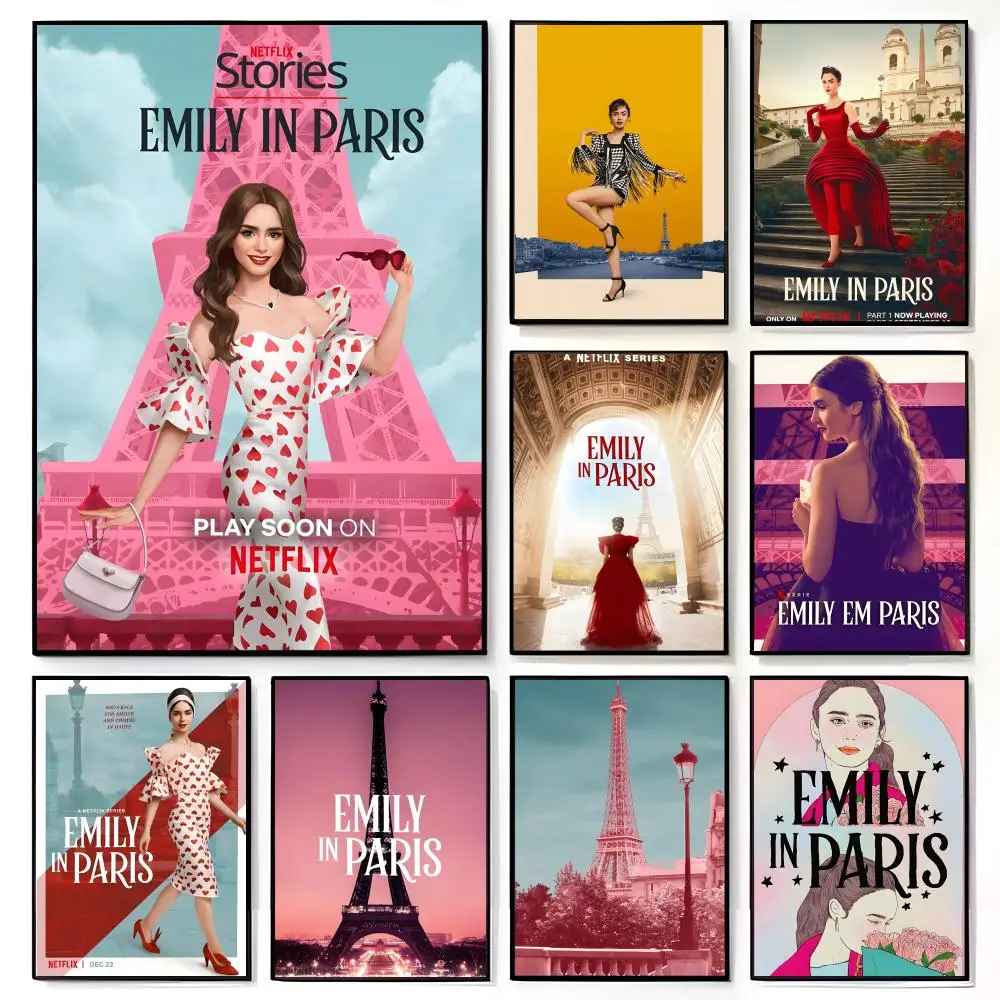 E-Emily in Paris Movie Print Art Canvas Poster American Film Mural Home Childrens Room Wall Decor Print