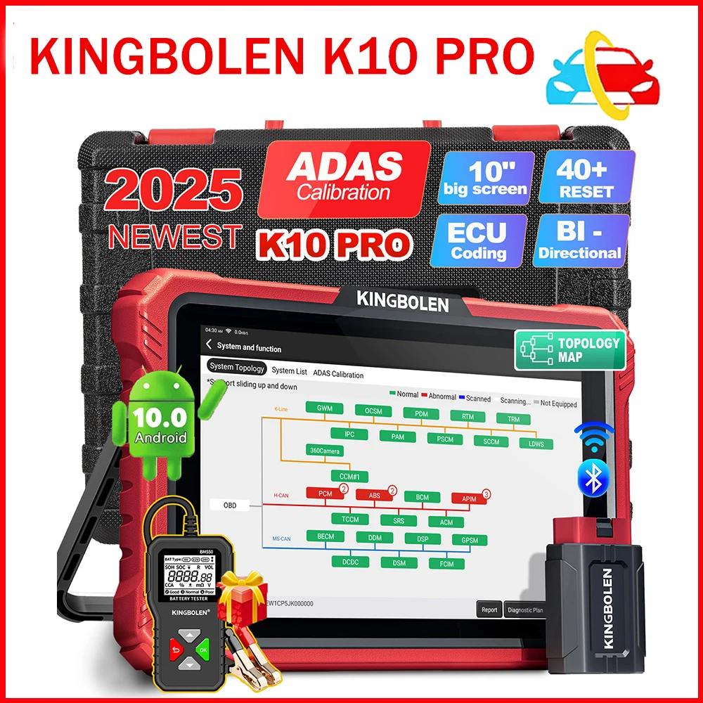 2025 New KINGBOLEN K10 Pro Online Coding Full System Diagnostic Scanner Tool with 10.1