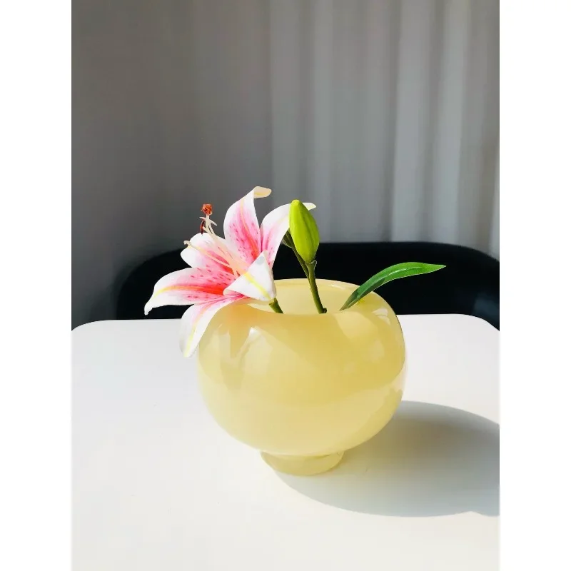 Medieval handmade glazed vase retro simple flower arrangement utensils model room aesthetics soft home decoration