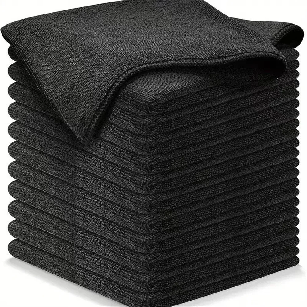 Black Ultrafine Fiber Cloths Household Rag Car Clean Polyester Cotton Quick Drying Duster Kitchen Towel Dish Cloth Scouring Pad