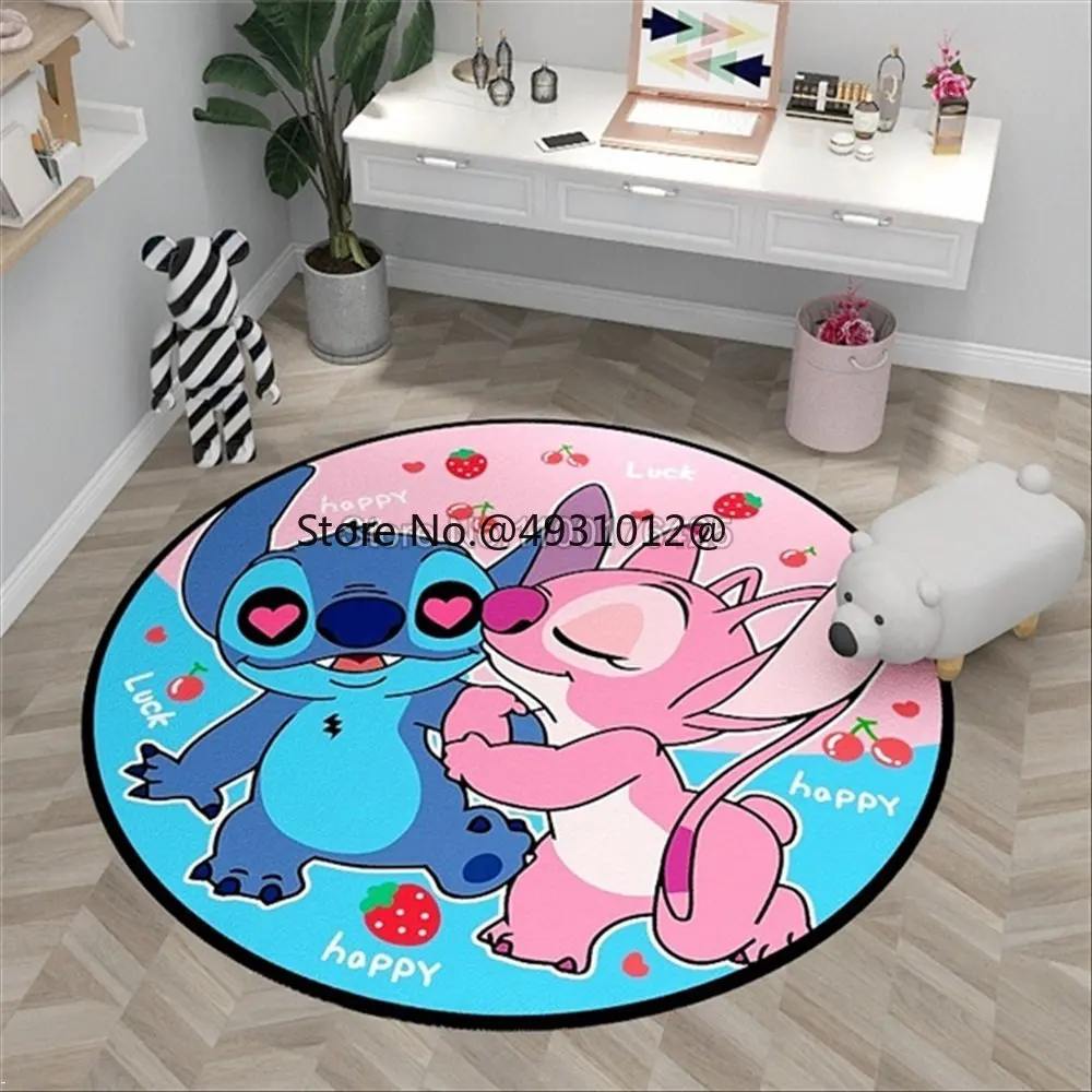 Anime Lilo & Stitch Pet Baby Playmat Round Rugs Carpet 80cm for Living Room Kids Bedroom Anti Slip Floor Mat Home Decor