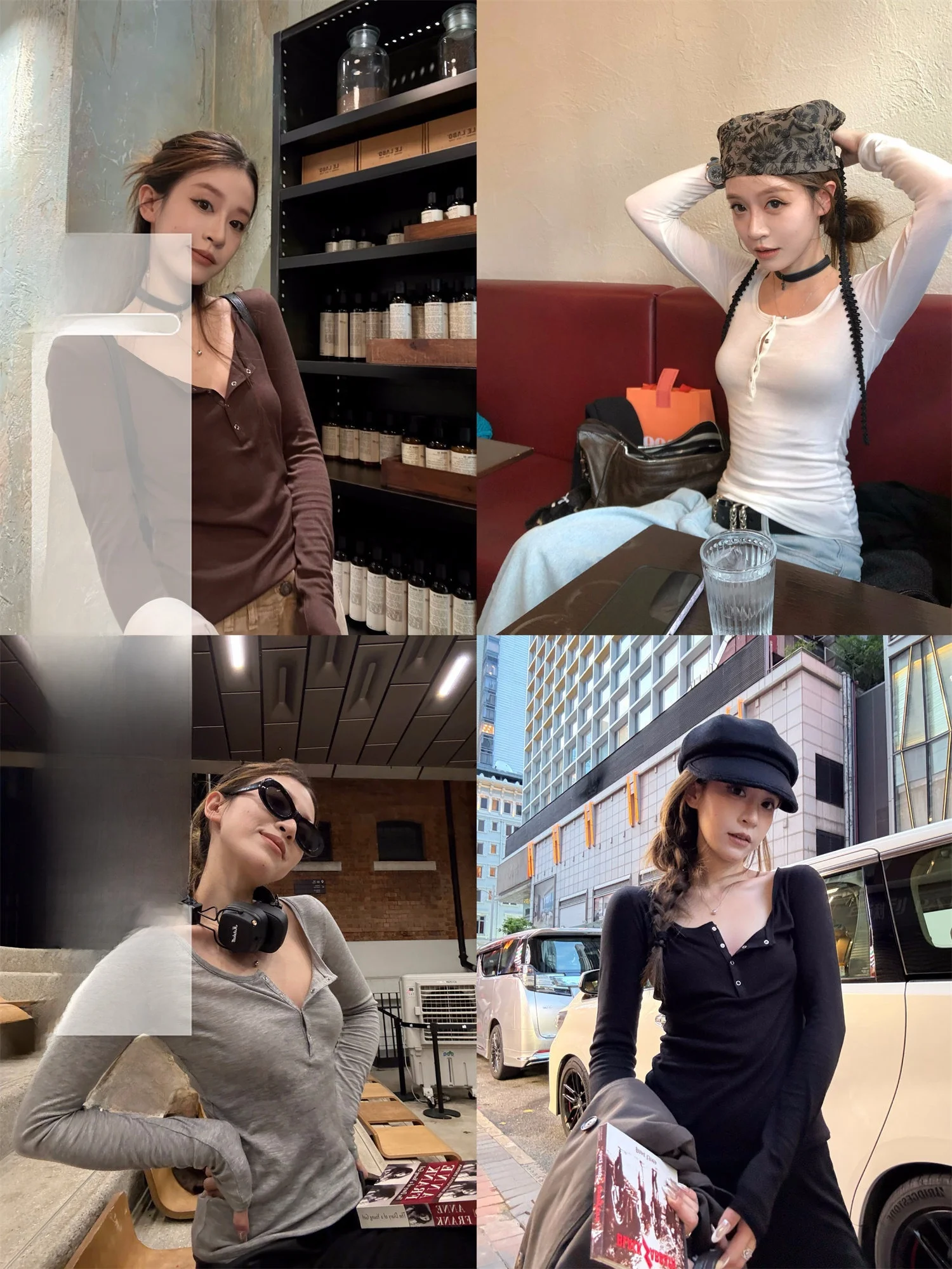 

Charmingl Classic Henry Long Sve Ry Silk Top Versatile Self-Kept Women's Casual Slim Fit T-irt with Fruit Pattern