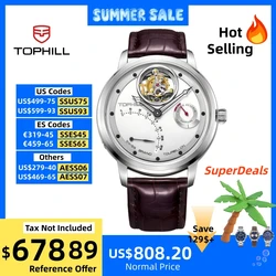 TOPHILL Tourbillon Watch for Men Automatic Movement SL5522B 43.7mm Fire Texture Dial Luxury 5Bar Waterproof Sapphire TU009G