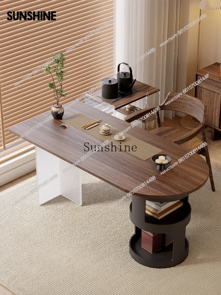 

Бытовой балконный чайный столик и стул, сочетание современного простого нового китайского чайного столика из цельного дерева X