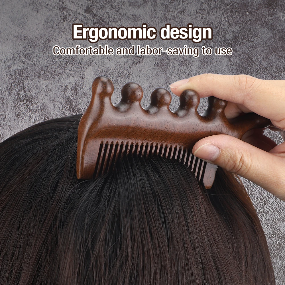 Multifunctional Meridian Massage Comb Handleless Wooden Point Acupuncture Head Comb Relax Blood Circulation Hair Brush