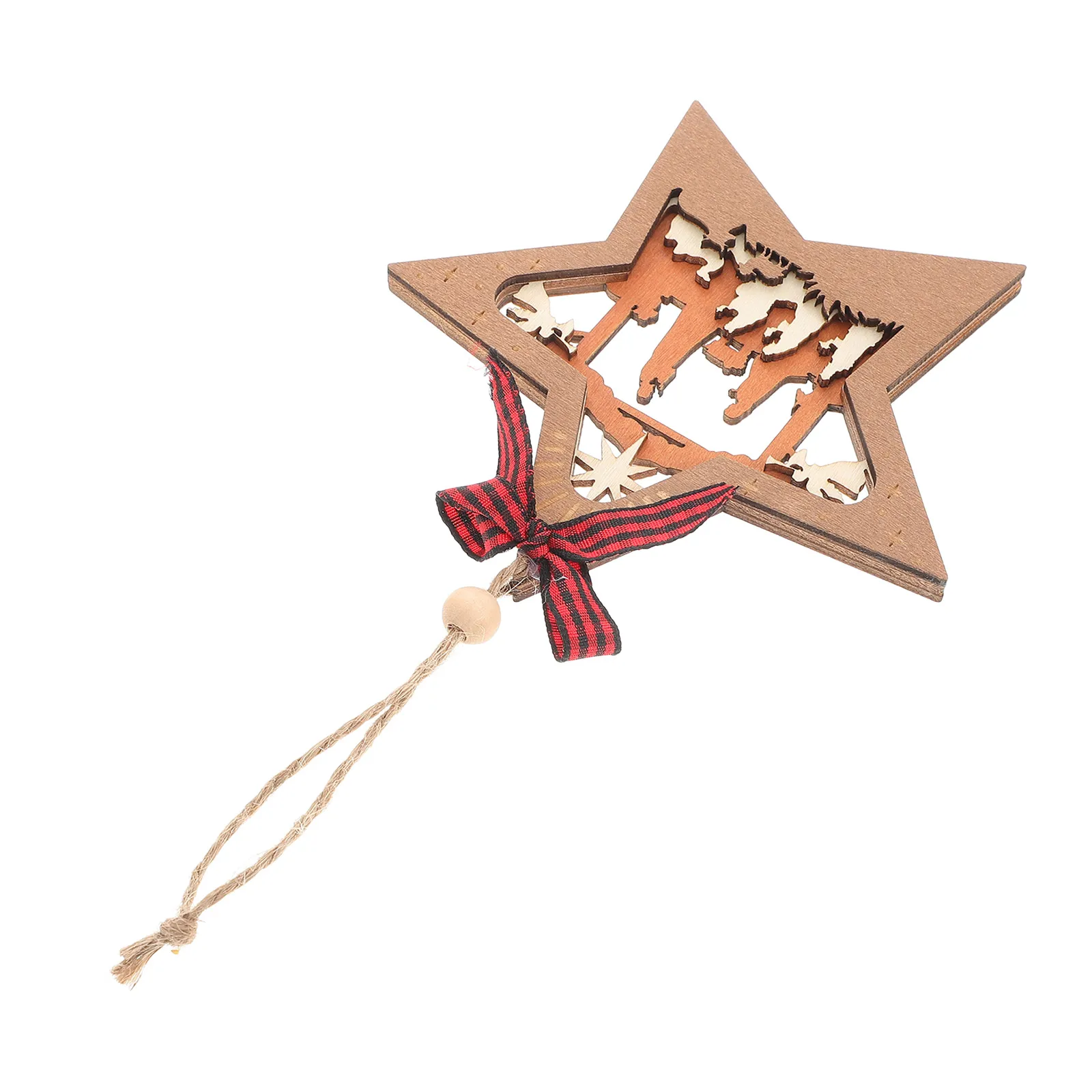 

Nativity Scene Hang Ornament Wooden Christmas Decoration for Tree Wall Display Festive Holiday Home Xmas Hanging Decor Party