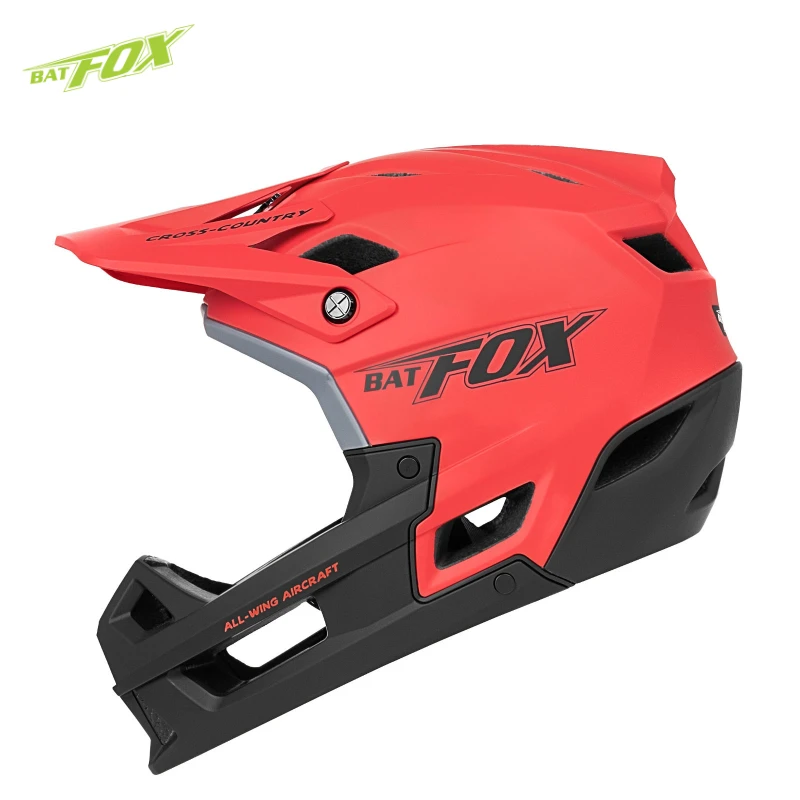 BATFOX Full Face MTB Bicycle Helmet with Goggles Adult Youth DH One-Piece Moto Riding Head Protection Mountain Bike Safety Hat