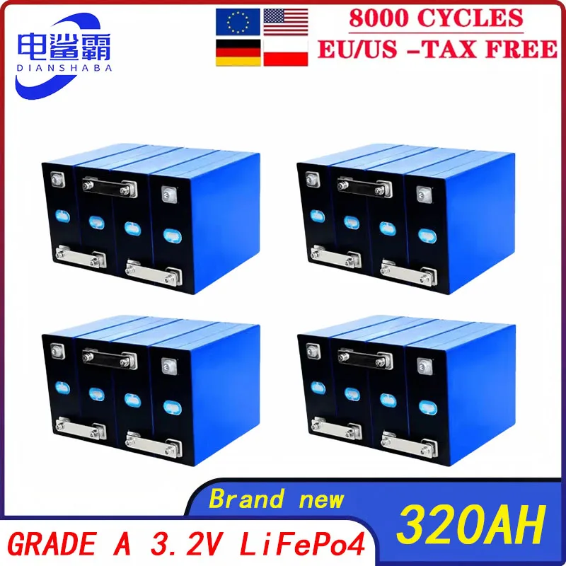 4/32PCS 3.2V 320Ah LiFePO4 Battery Lithium Iron Phosphate Batteri DIY RV EV Boats Golf Carts Home Energy Storag Cell Pack