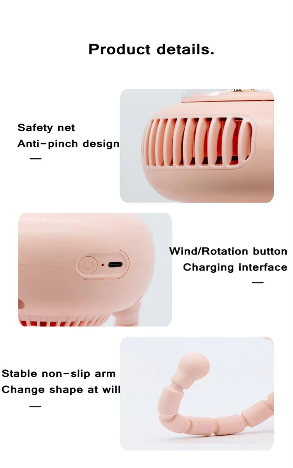 Portable Baby Stroller Fan USB Rechargeable 3600mAh Shake Head Handheld Clip Flexible Octopus Portable Table Mini Fan For Kids