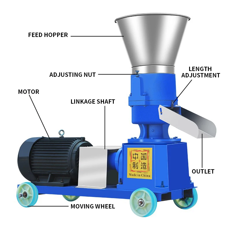 Máquina de pellets de alimentación de 5kw, granulador doméstico para ganado, ovejas y cerdos, máquina de pellets de biomasa, equipo de cría