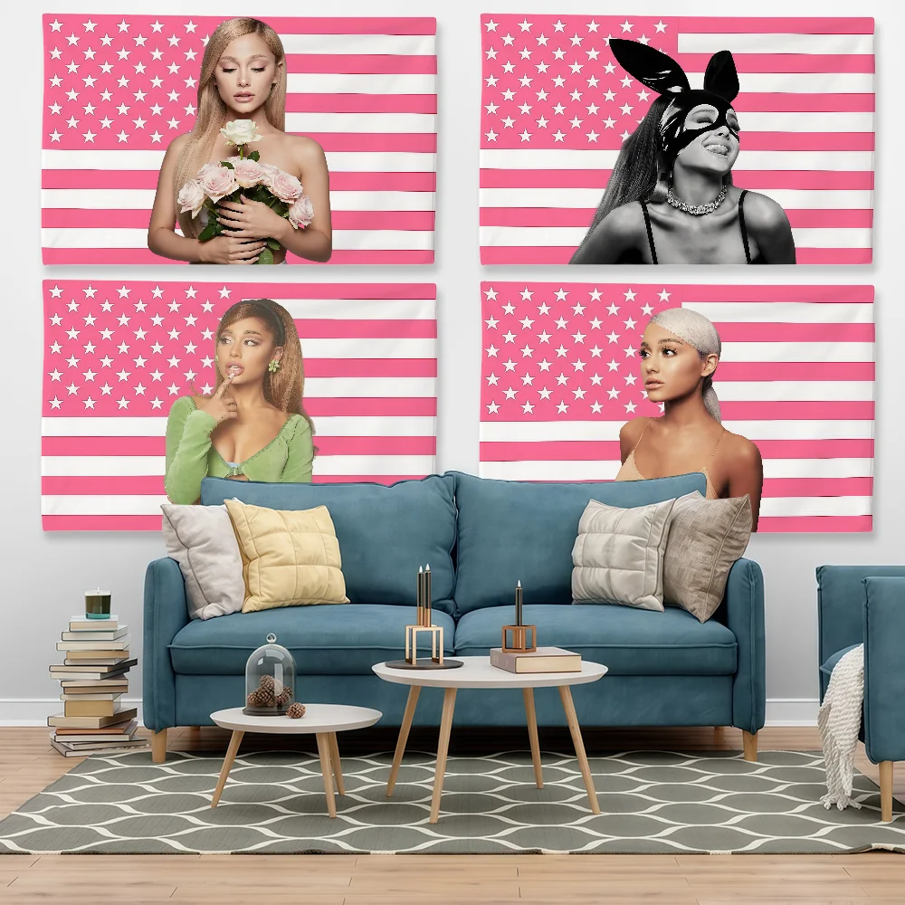Singer A-Ariana G-GrandeS Flag Tapestry Outdoor Party Bedroom Living Room Dormitory Decorative Themed Wall Hanging Banner Gift