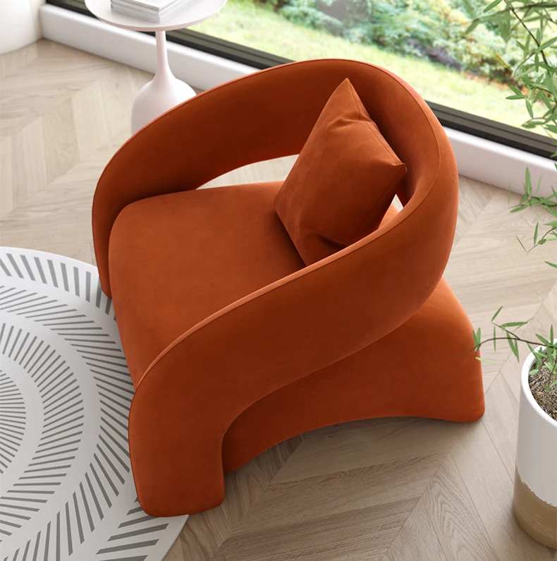 

&Minimalist Luxury Tiger Chair Single Curved Sofa for Small Apartment Modern Design for Living Room Balcony Leisure Furniture