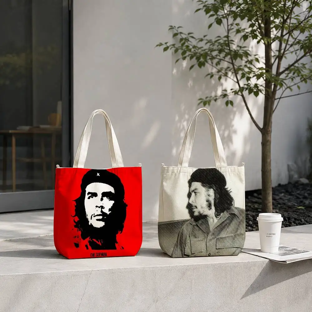 C-Che G-Guevara Freedom Tote Bag for Women Reusable Shopping Tote Bag Zippered Shoulder Bags Print