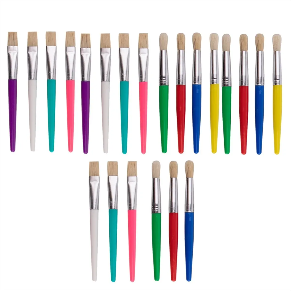 

【КУУПОН!】Кисти для детей, набор круглых и плоских кистей из 22 предметов, легко держащие и чистящиеся кисти для малышей, кисти для рисования