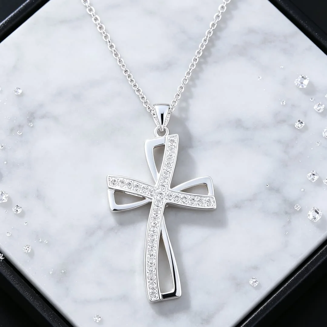 Hot sales Noble AAAA Zircon 925 Sterling Silver Necklace crystal cross pendant For Women Fashion Casual Jewelry Holiday Gifts
