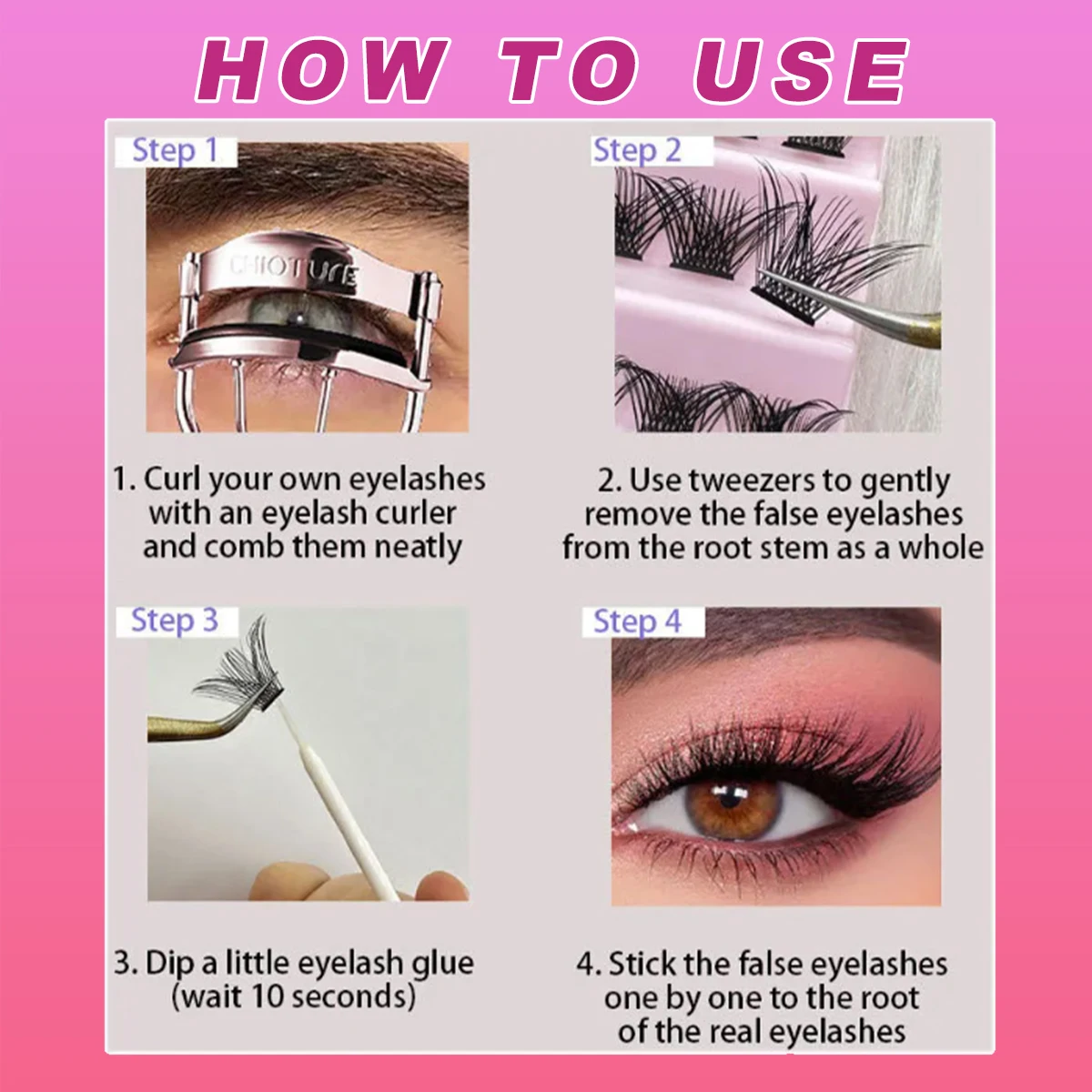 ขนตาปลอมแบบ DIY 90 ช่อ ขนตาปลอมนุ่ม น้ำหนักเบา และฟูเป็นธรรมชาติ เหมาะสำหรับงานปาร์ตี้