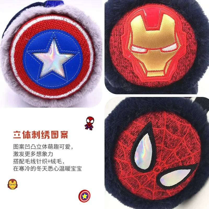 Marvel Winter Warm Folding Earmuffs Spider-Man Children\'s Earmuffs Plus Velvet Thickened Iron Man Ear Protectors Ear Bag Gift