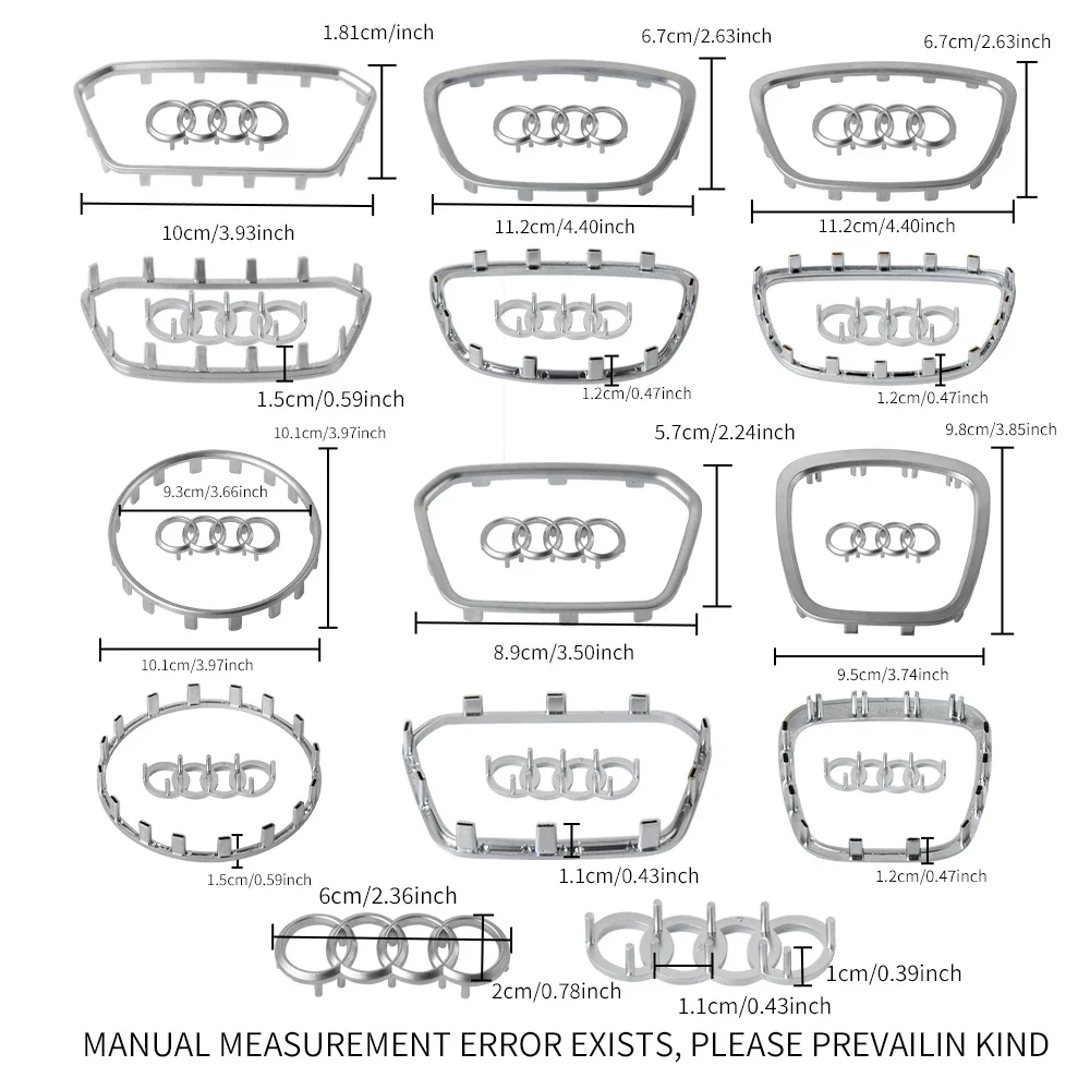 Car Steering Wheel Emblem Replacement Auto Refit Accessories For AUDI A6L Q7 Q3 Q5 A7 A5 A3 A4L A8L A8 Q5L Q8 A7L Q6 E-TRON SQ5