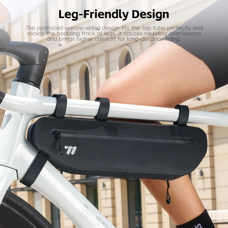 WEST BIKING Bike Top Tube Bag Waterproof  3L Large Capacity Streamlined Built‑in Shaping Keel Adjustable Strap Storage Pouch