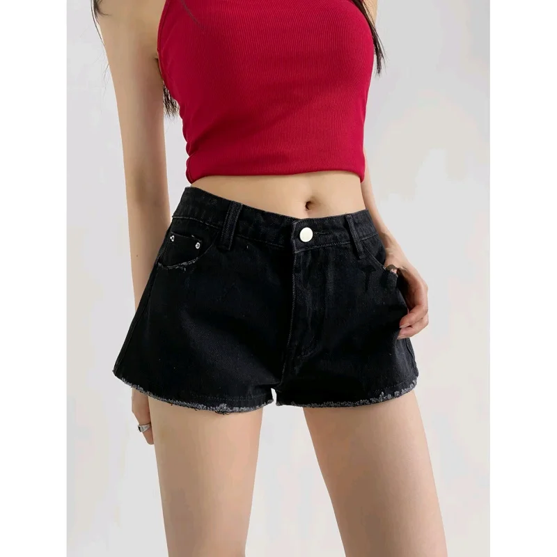 

Новые летние женские джинсовые брюки в американском стиле ретро с высокой талией для похудения, шорты длиной до футболки, повседневные широкие джинсы