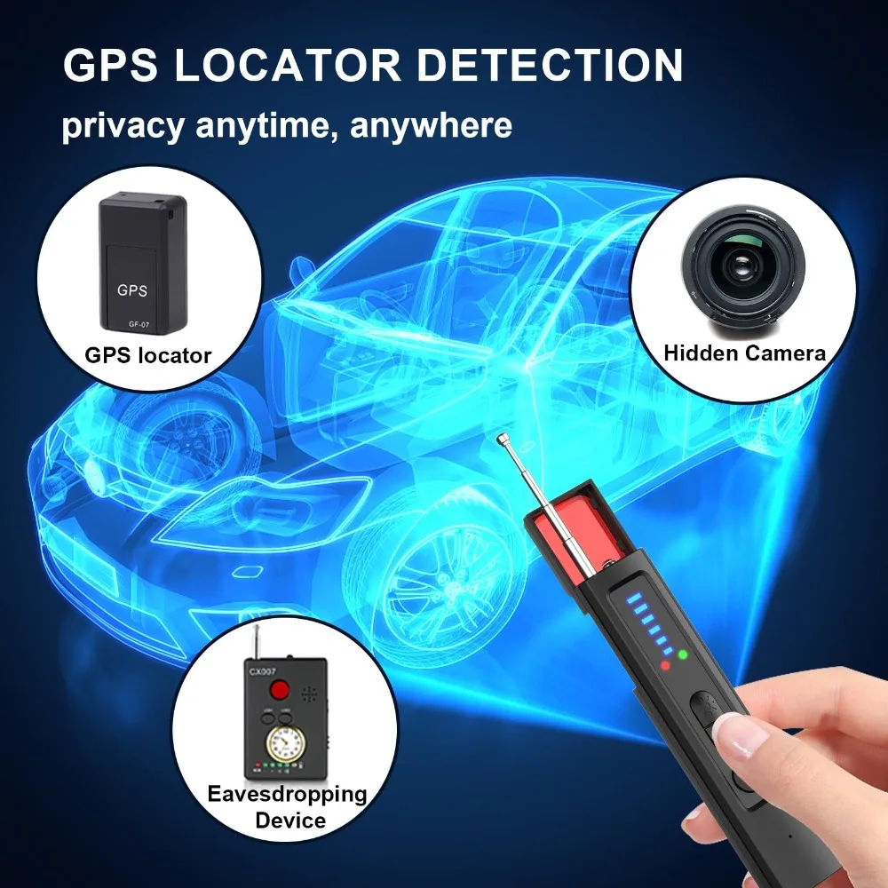 Hidden Camera Detector, Infrared Scanning, GPS & Eavesdropping Detection, Adjustable Sensitivity, for Hotel Car Room Privacy