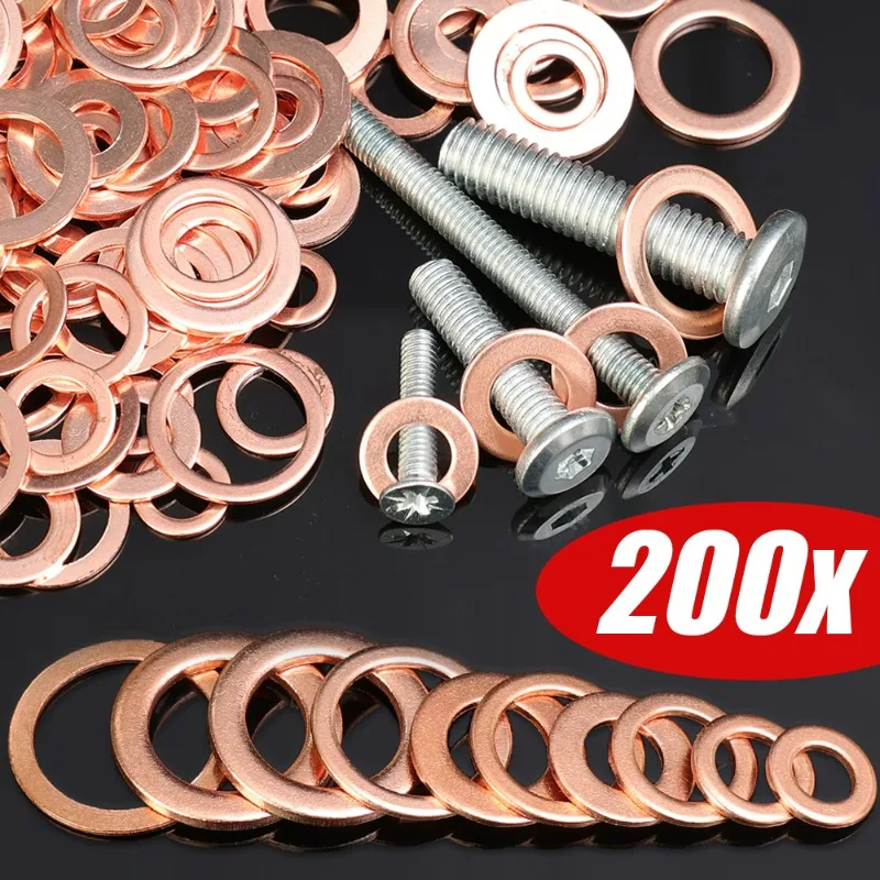 

Boxed Marine Sealing Gaskets 200/100pcs Purple Copper Gaskets Car Engines Oil Pan Gaskets Sump Plugs Hydraulic Fittings Gasket