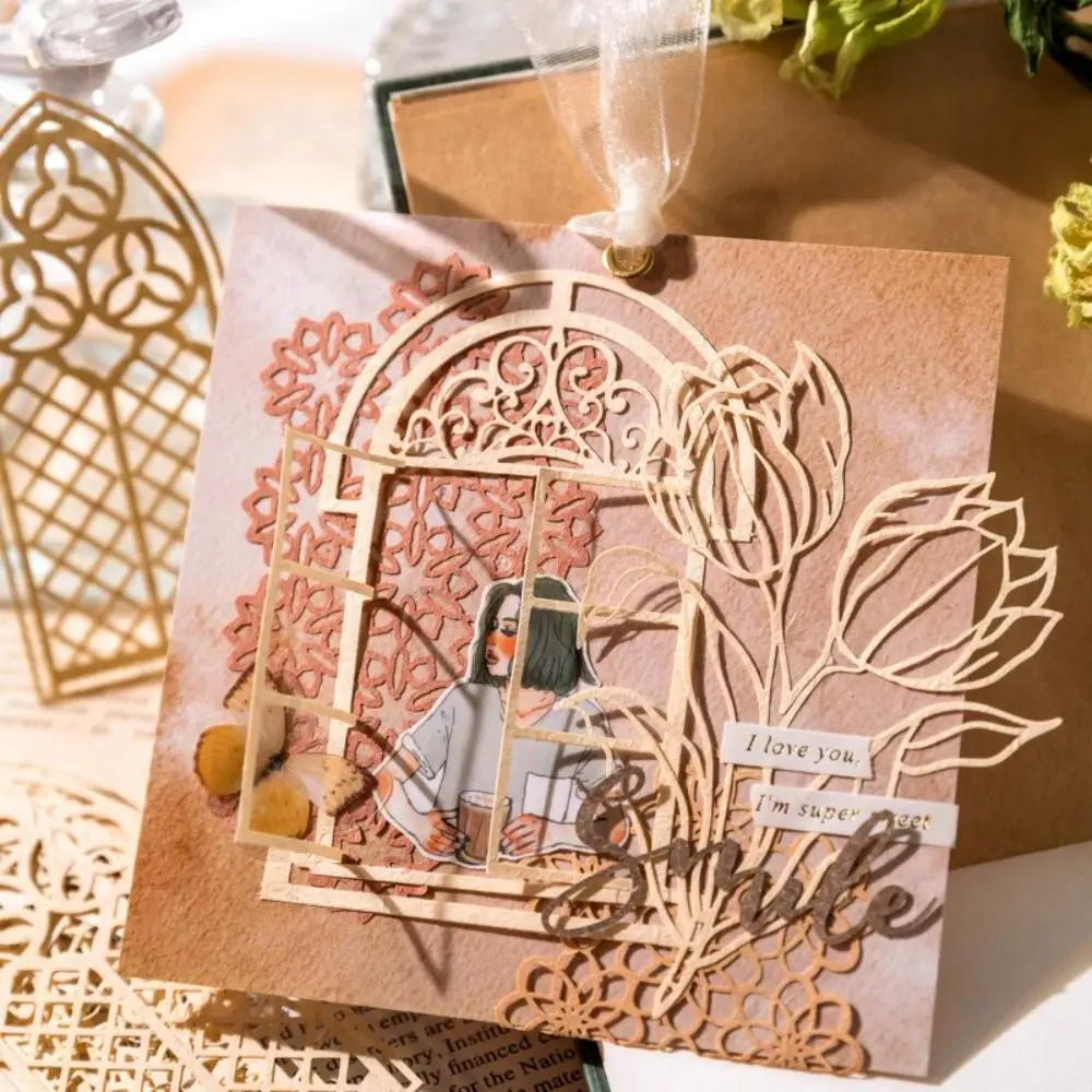 10pcs/Pack Vintage Lace Paper Hollow Out Texture Cutout Design Craft Paper Pack Butterfly Shape Large Size