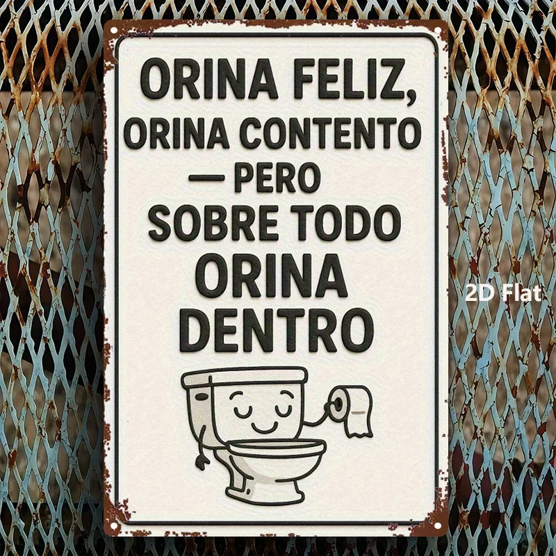 2D Metal Sign, 1pc, Flat, Rustic Look, Spanish Humor Bathroom Decor, 8x12 Inch, Wall Art for Home Office Gym Bedroom, Funny G