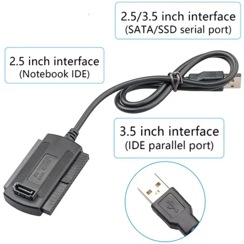 A42Z-USB To SATA IDE Cable 3-In-1 USB To 2.5/3.5/5.25 Inch IDE SATA To USB Converter Cable For CR-ROM DVD-ROM CD-RW
