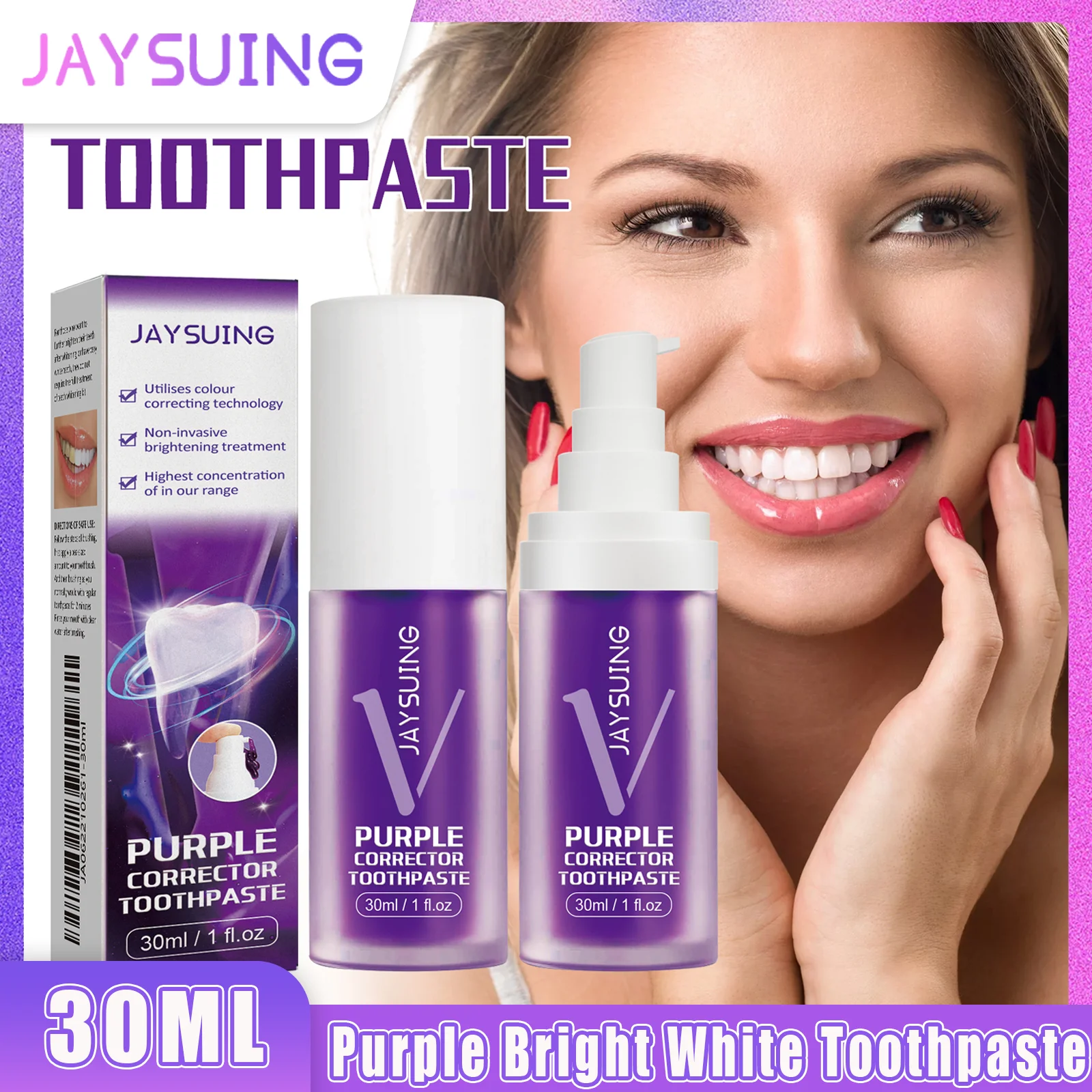 

Purple Toothpaste Remove Stains Gingival Care Fresh Breath And Bright White Teeth Oral Tooth Cleaning Reduce Yellowing