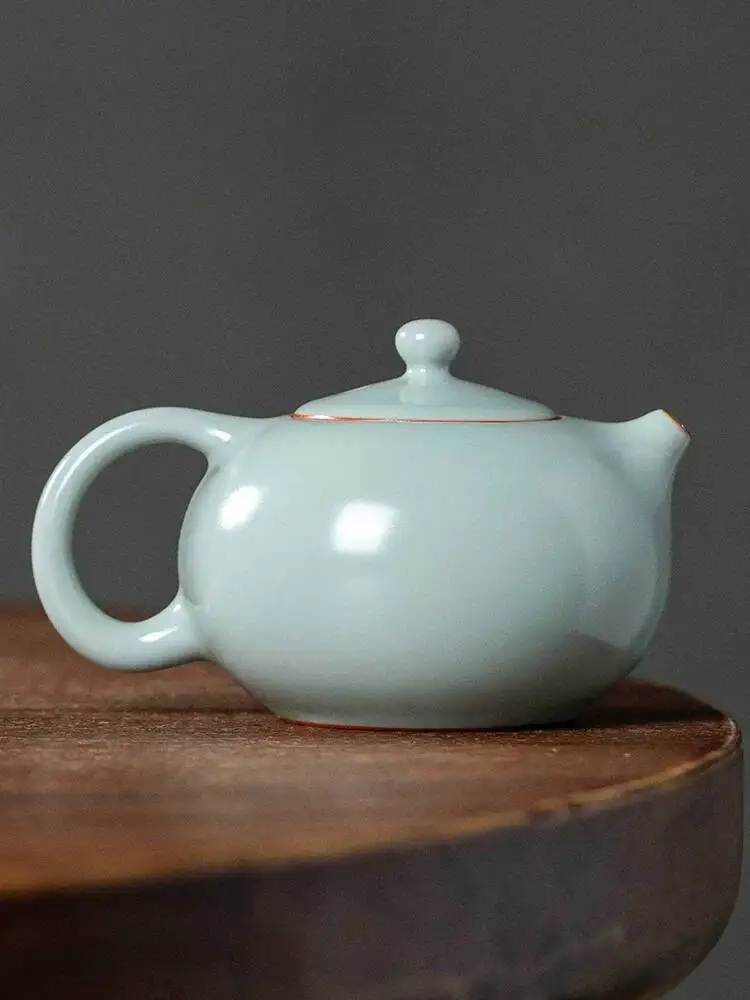 

High End Tianqing Ru Kiln Xi Shi Teapot Ceramic Household Kung Fu Set With Filter Single Pot Tea Brewing Device