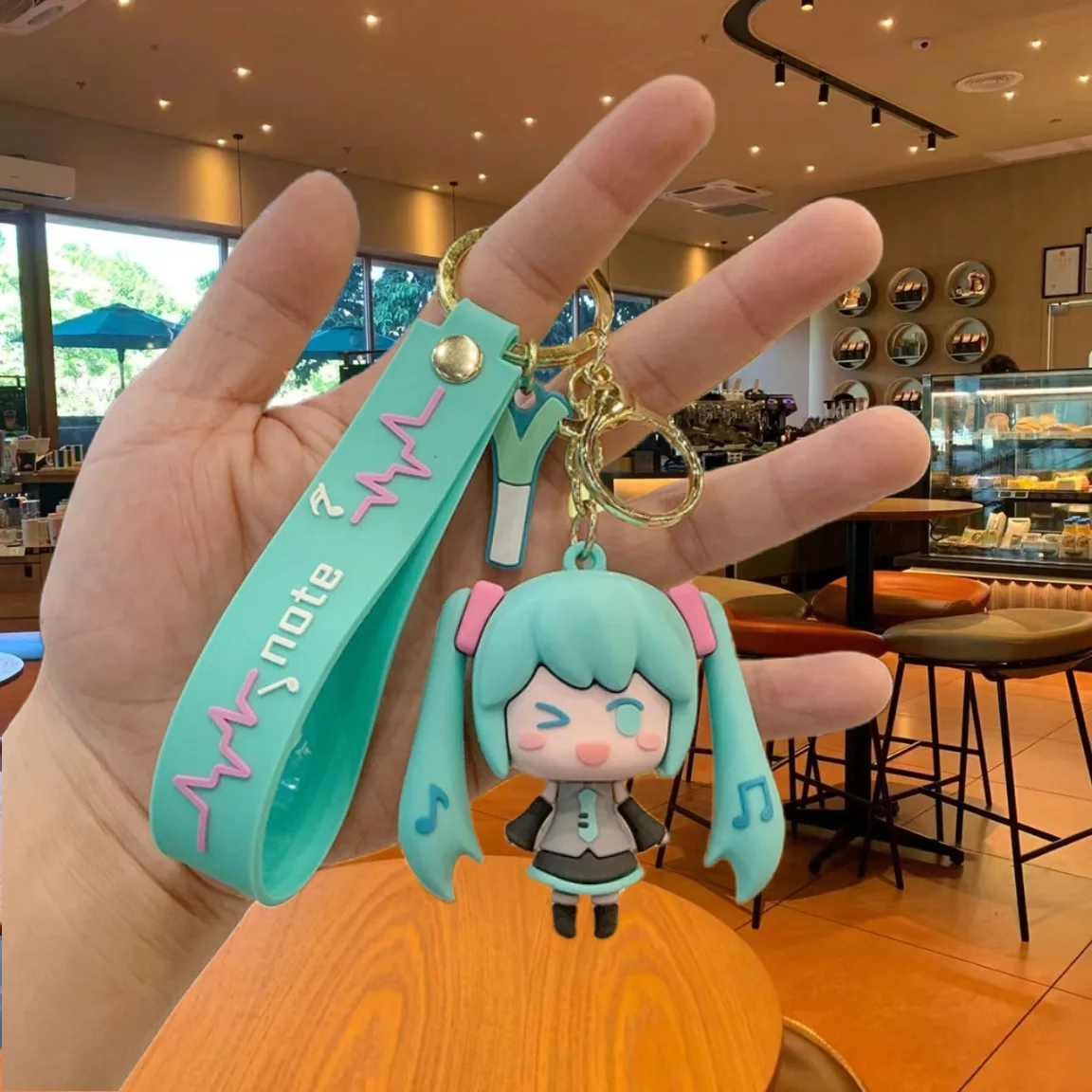 Anime Hatsune Miku Girl Car Keychain Backpack Pendant Creative Keyring Double Tail Girl Key Ring Key Chain YB17C