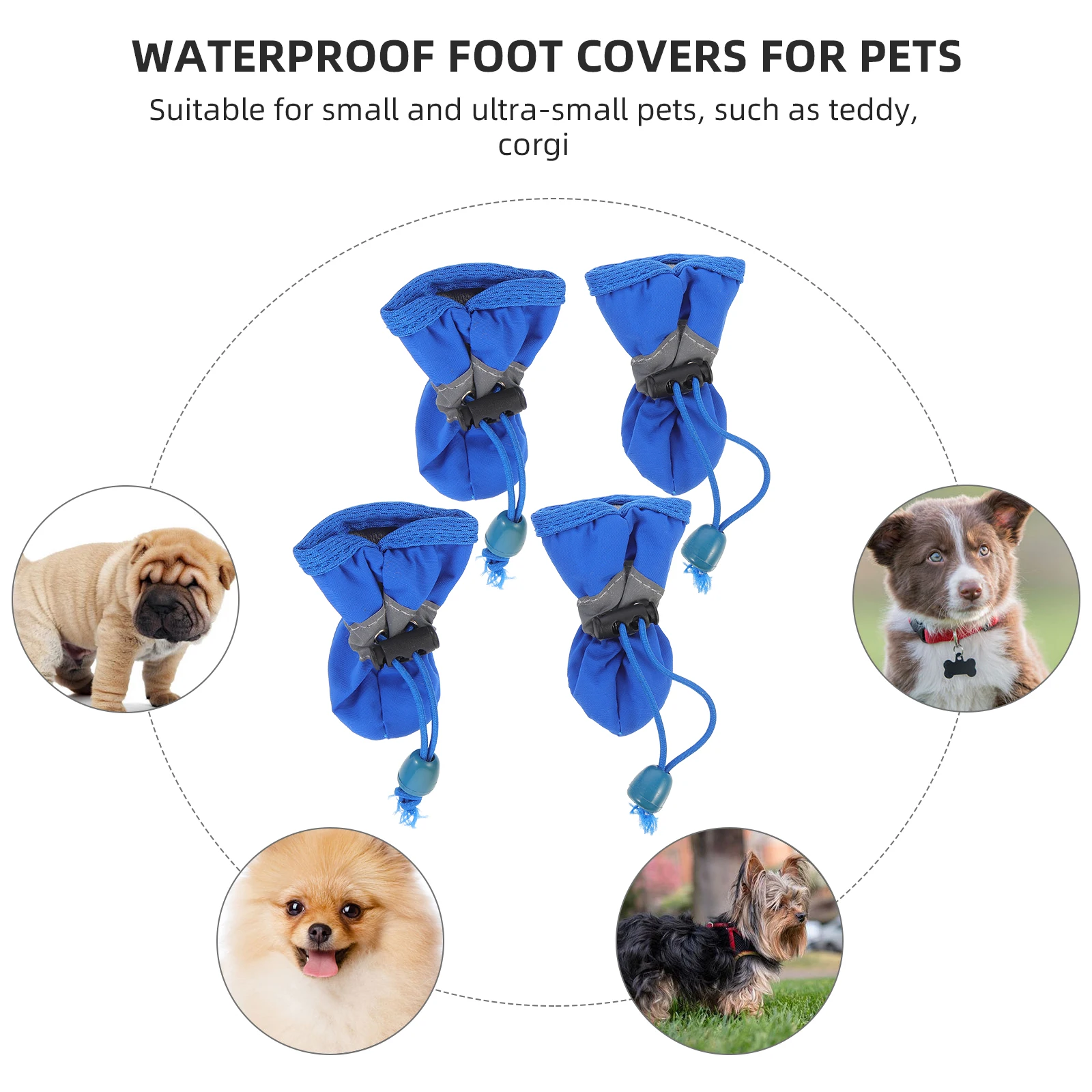 

4pcs Dog Waterproof Foot Cover Rain Booties Shoes for Pet Covers Boots Reflective Keep Paws Clean Scratch Resistant Outdoor