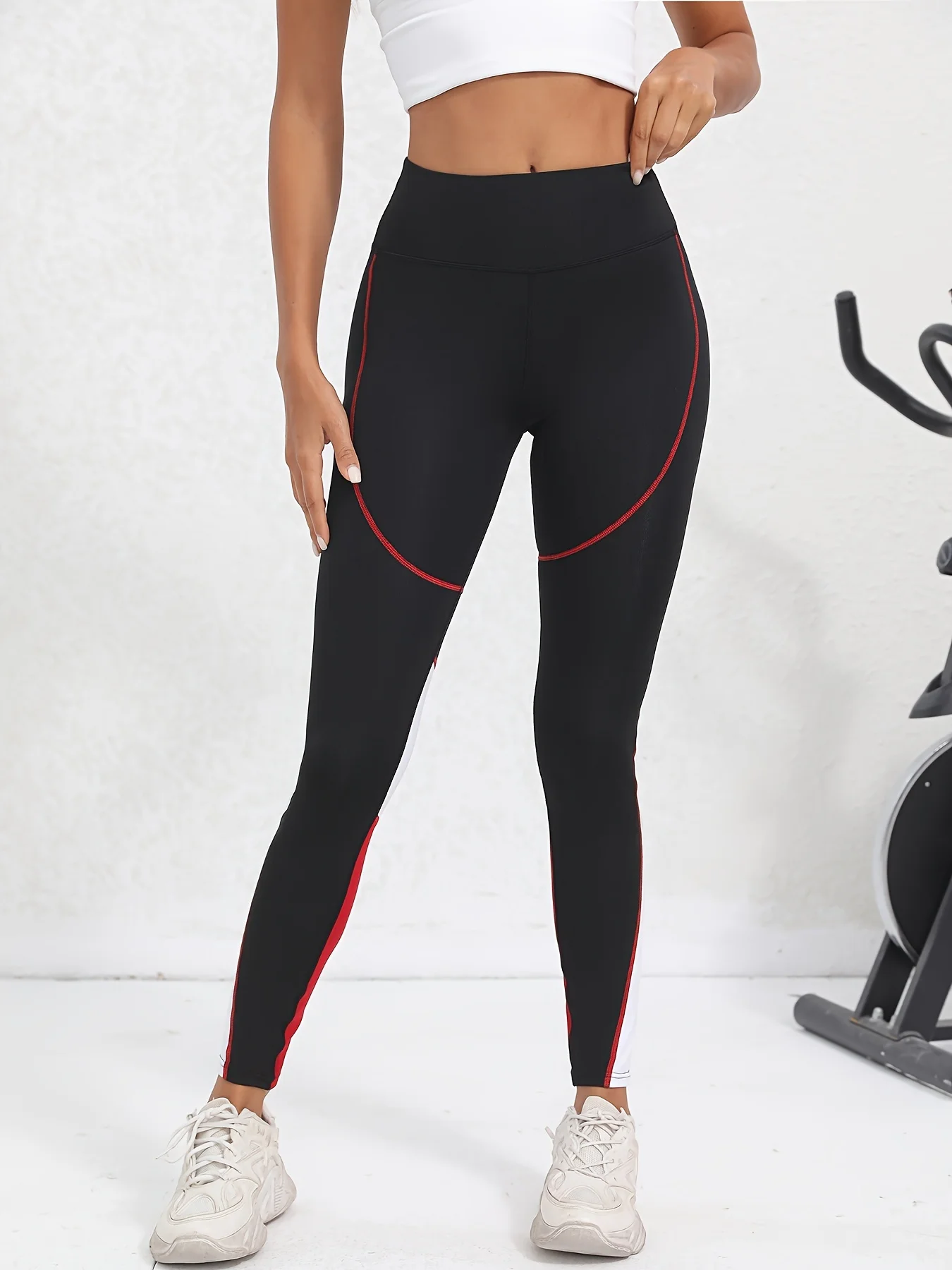 Mesh Colorblocked High Waist Yoga Pants with Pockets Leggings for Women Tummy Control Workout Leggings for Women