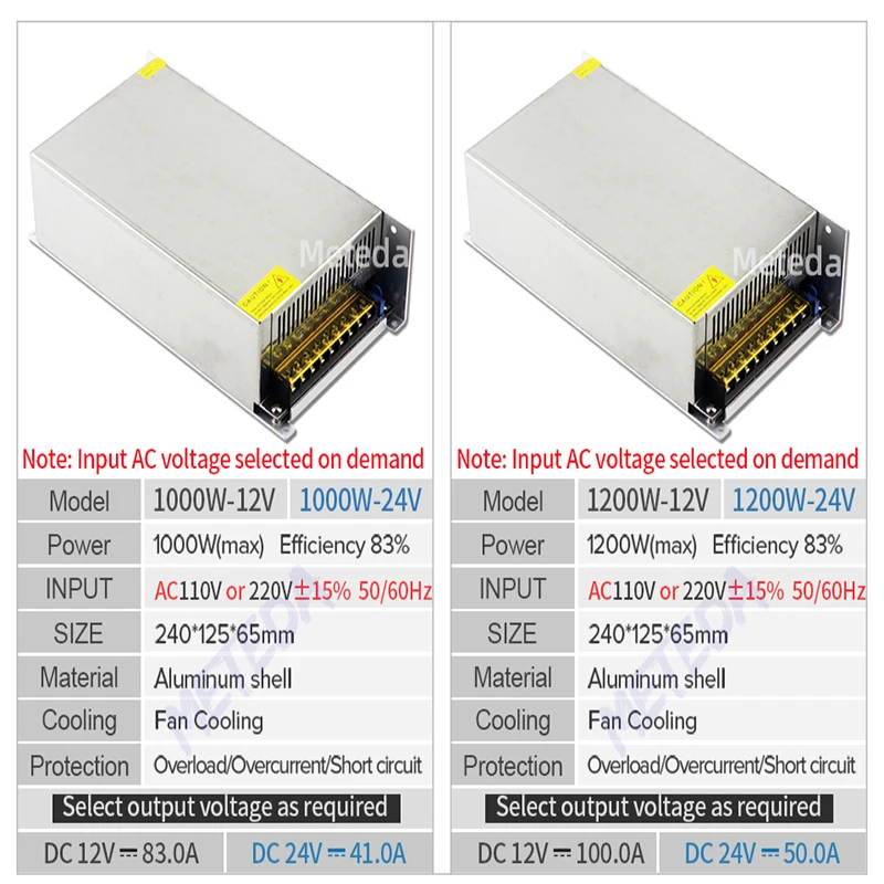 Imagem -06 - Transformador de Alimentação Comutada Tira de Luz Led Adaptador de Energia Cctv ac 110v 220v para dc 12v 24v 36v 48v 1000w 1200w